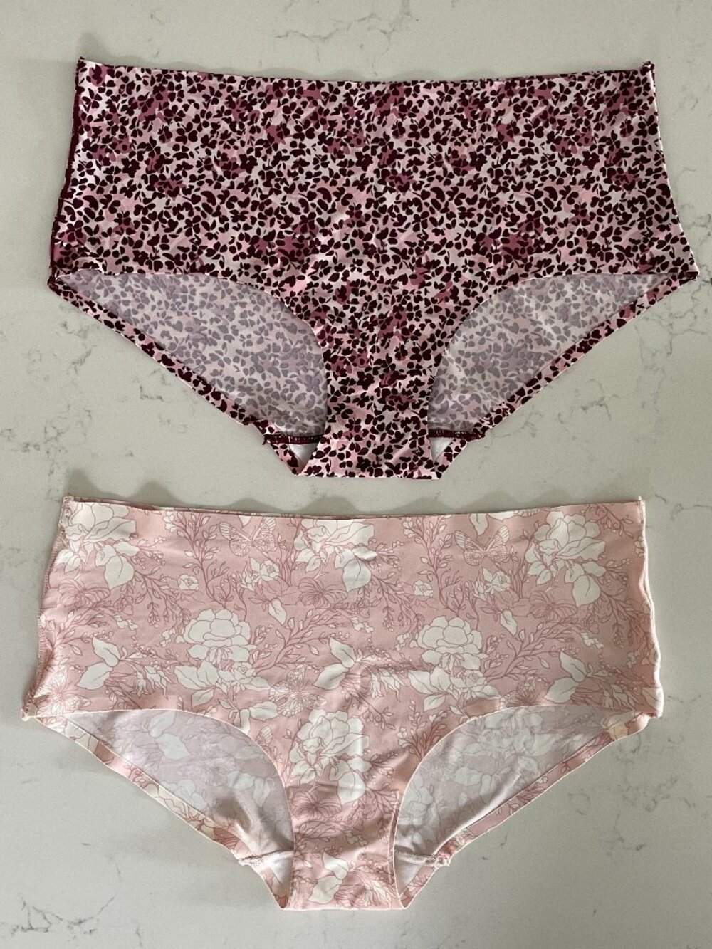 Aerosoles Intimates 2 Pairs Super Soft Floral Print Bikini Panties Pink Cream L